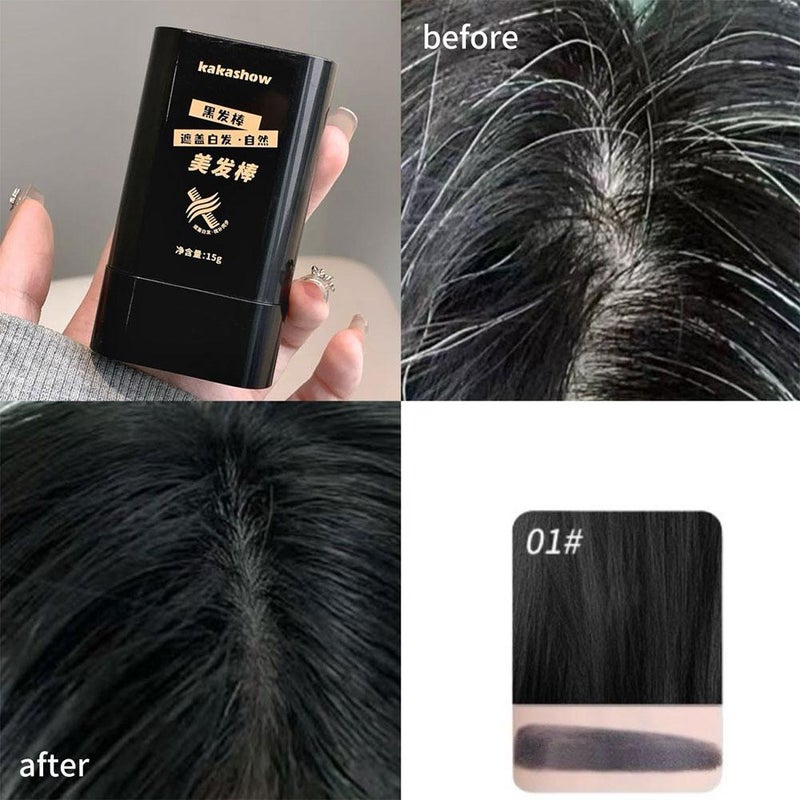 Kakashow hair styling stick provides natural and even color, features built-in comb teeth for quick combing and touch-ups, and is a 2-in-1 tool for concealing gray and black hair.